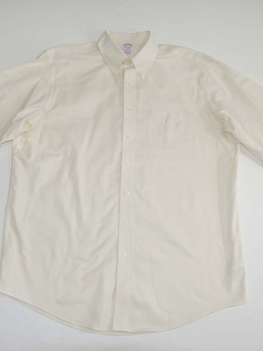 Brooks Brothers Men's Madison Non Iron Dress Shirt 17.5 - 37 Ivory Supima Cotton